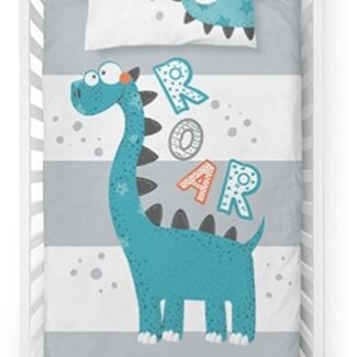 Mayamoo Ledikant dekbedovertrek Dinosaurs Roar - bamboe/katoen