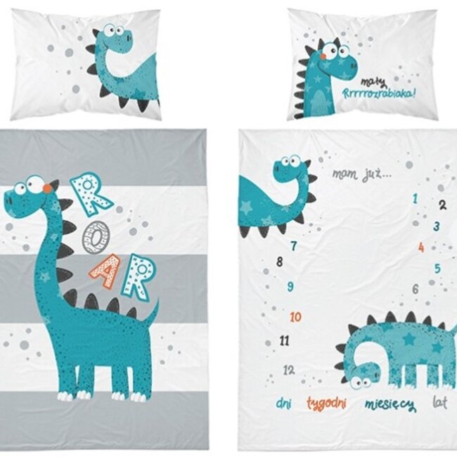 Ledikant dekbedovertrek Dinosaurs Roar - bamboe/katoen