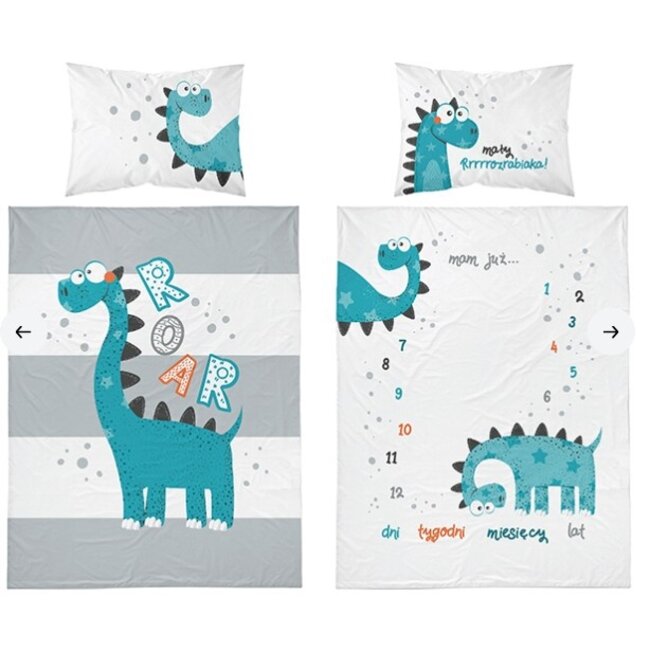 Ledikant dekbedovertrek Dinosaurs Roar - bamboe/katoen