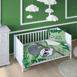 Mayamoo Ledikant dekbedovertrek Luiaard - groen - bamboe/katoen