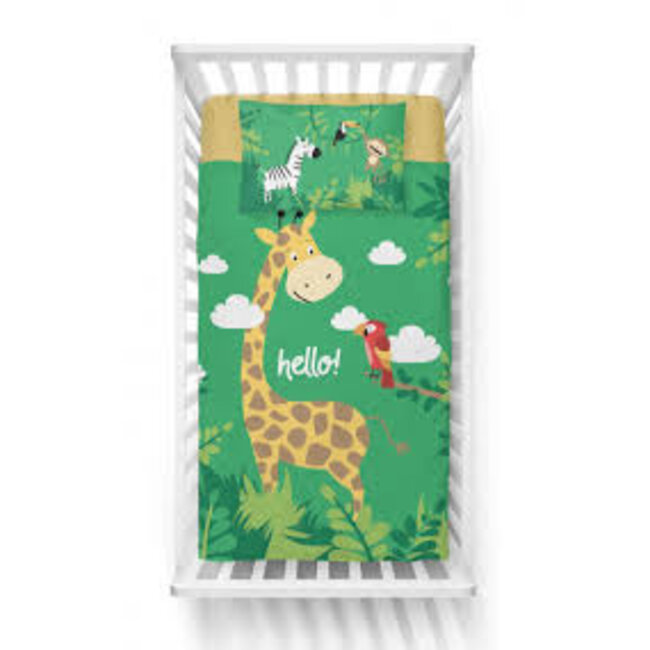 Ledikant dekbedovertrek Jungle - Groen - katoen