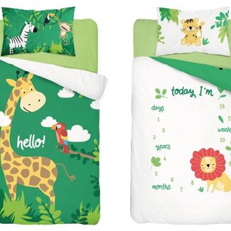 Mayamoo Ledikant dekbedovertrek Jungle - Groen - katoen