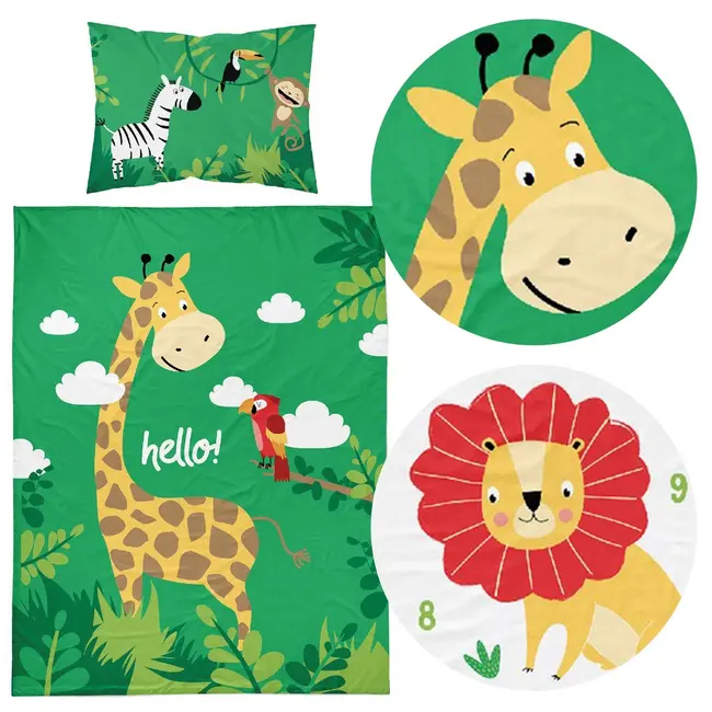 Ledikant dekbedovertrek Jungle - Groen - katoen