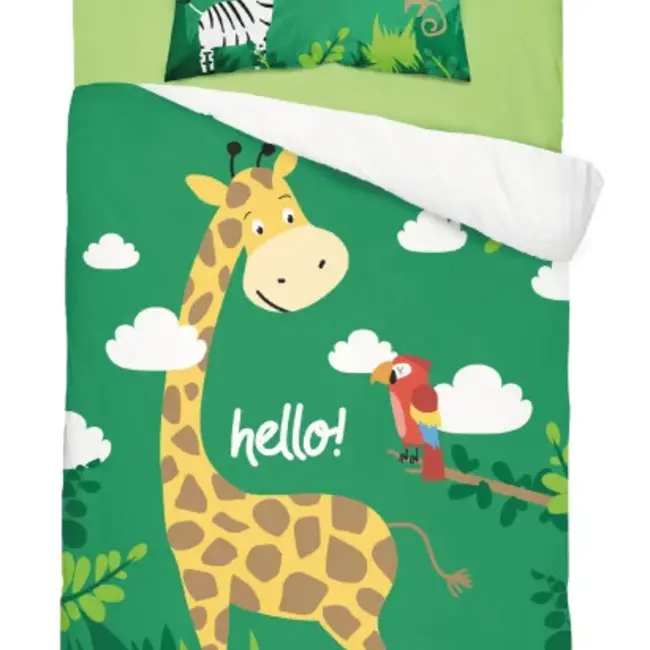 Ledikant dekbedovertrek Jungle - Groen - katoen