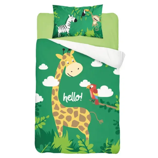 Ledikant dekbedovertrek Jungle - Groen - katoen
