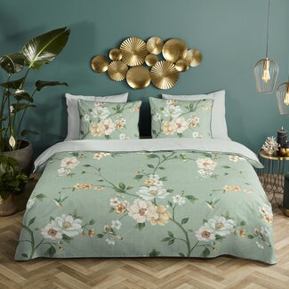 Descanso Katoen satijn dekbedovertrek Sizena - groen