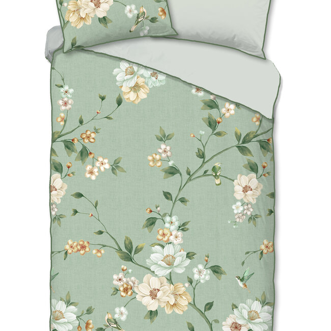 Katoen satijn dekbedovertrek Sizena - groen