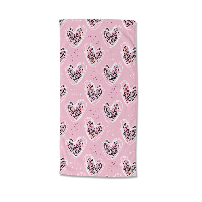 Strandlaken Pink Heart - handdoek 75x150 cm