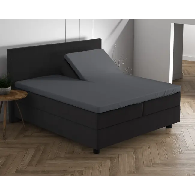 Splittopper hoeslaken - dubbel jersey - antraciet