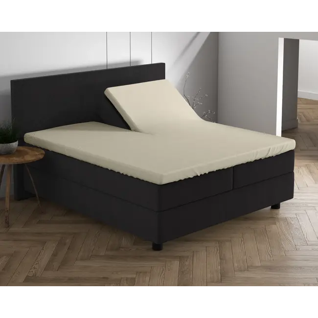 Splittopper hoeslaken - dubbel jersey - crème