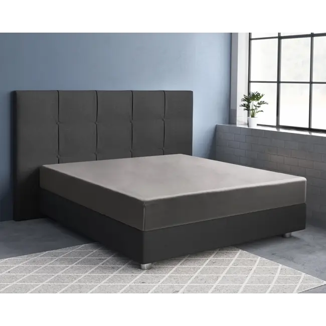 Hoeslaken - katoen satijn - grijs