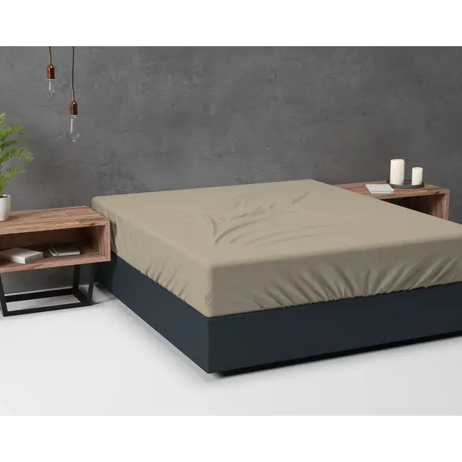 Hoeslaken - flanel - taupe
