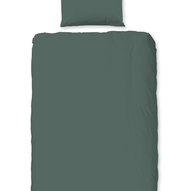 Katoen dekbedovertrek uni - olijfgroen