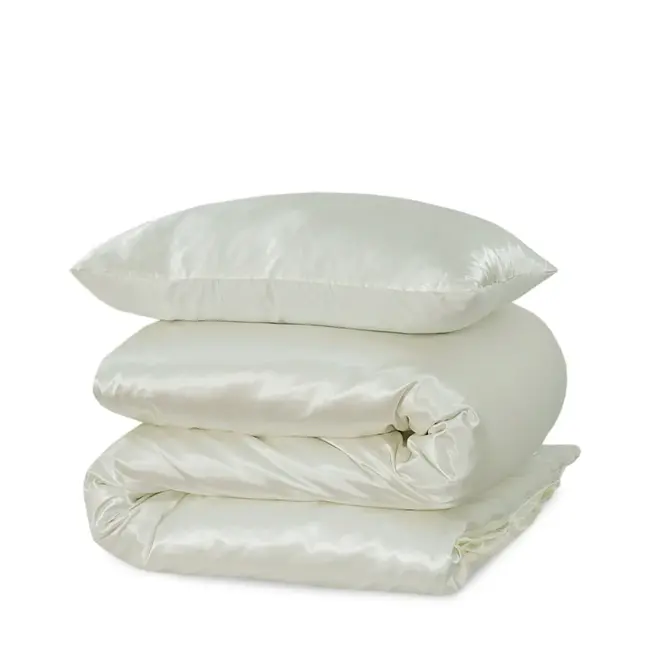 Glans satijn dekbedovertrek - off white