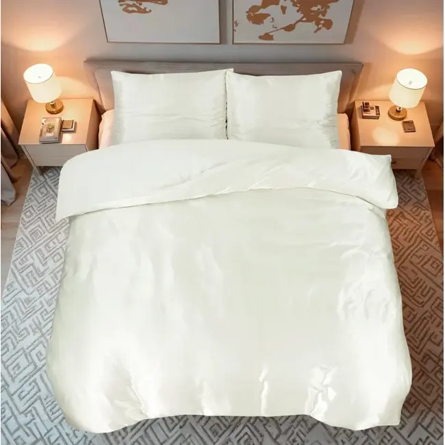 Glans satijn dekbedovertrek - off white