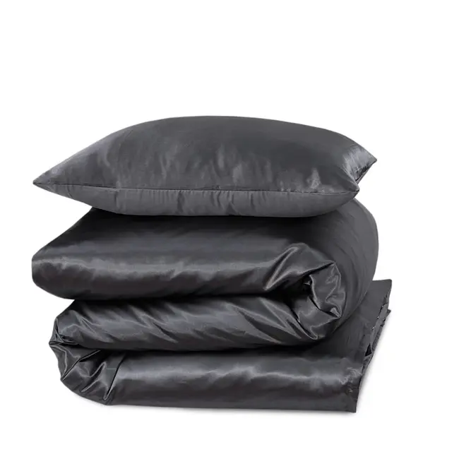 Glans satijn dekbedovertrek - antraciet