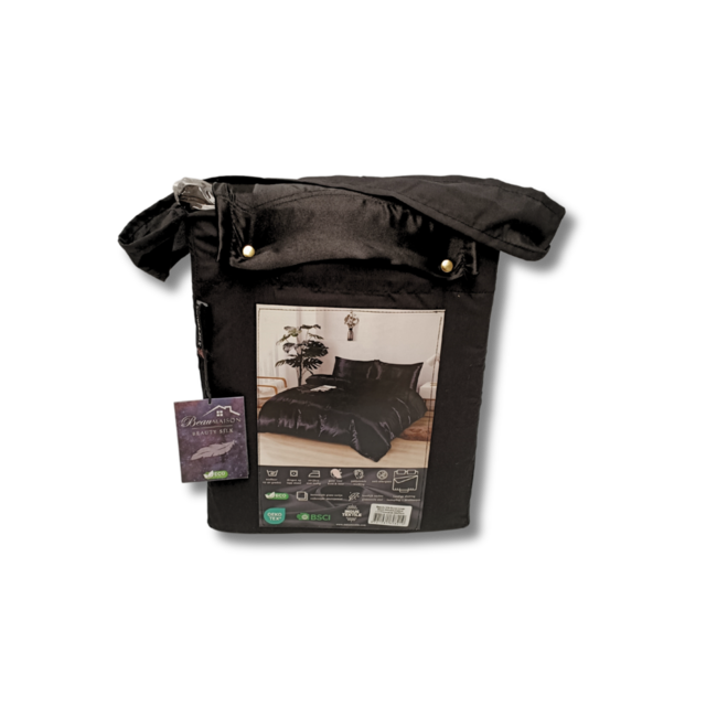 Glans satijn dekbedovertrek - zwart