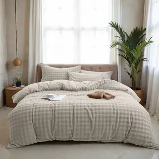 Sleeptime Fleece dekbedovertrek Pom Pom - Beige