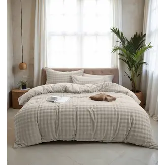 Sleeptime Fleece dekbedovertrek Pom Pom - Beige