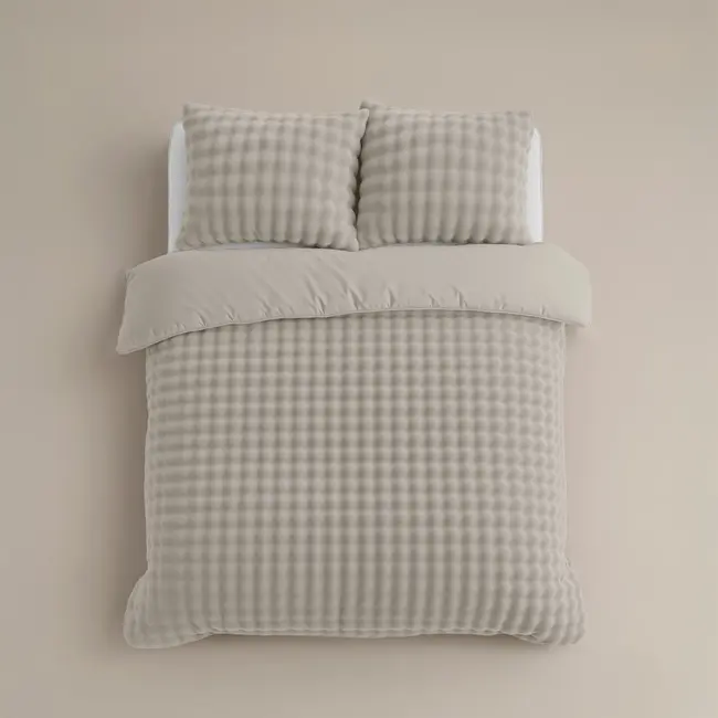 Fleece dekbedovertrek Pom Pom - Beige