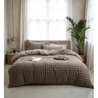 Sleeptime Fleece dekbedovertrek Pom Pom - Taupe