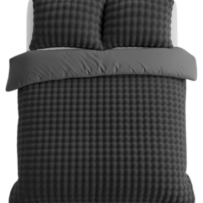 Fleece dekbedovertrek Pom Pom - Antraciet