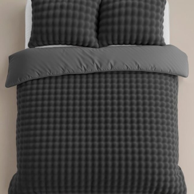 Fleece dekbedovertrek Pom Pom - Antraciet