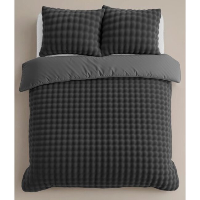 Fleece dekbedovertrek Pom Pom - Antraciet