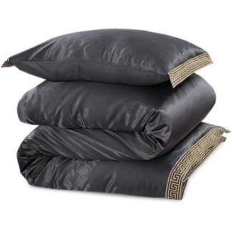 Beauty Silk Glans satijn dekbedovertrek Lace - Grijs