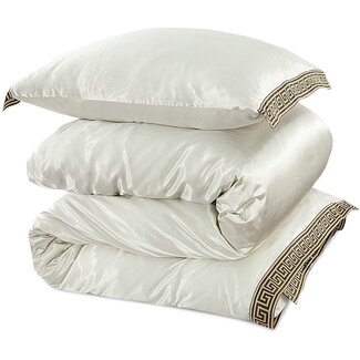Beauty Silk Glans satijn dekbedovertrek Lace - Off White - 2-persoons (200x220 + 2st 60x70 cm)