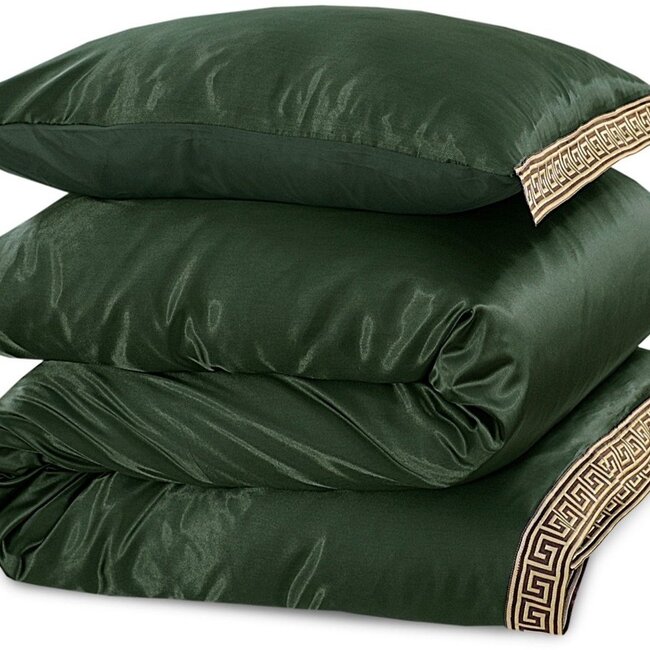 Glans satijn dekbedovertrek Lace - Groen