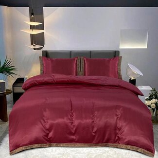 Beauty Silk Glans satijn dekbedovertrek Lace - Burgundy