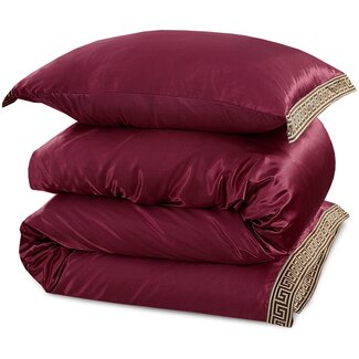 Beauty Silk Glans satijn dekbedovertrek Lace - Burgundy