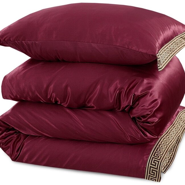 Glans satijn dekbedovertrek Lace - Burgundy