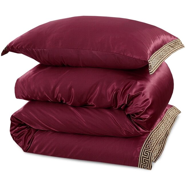Glans satijn dekbedovertrek Lace - Burgundy