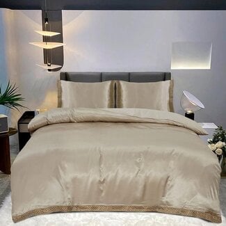 Beauty Silk Glans satijn dekbedovertrek Lace - Taupe