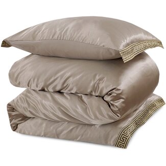 Beauty Silk Glans satijn dekbedovertrek Lace - Taupe