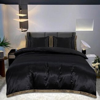 Beauty Silk Glans satijn dekbedovertrek Lace - Zwart