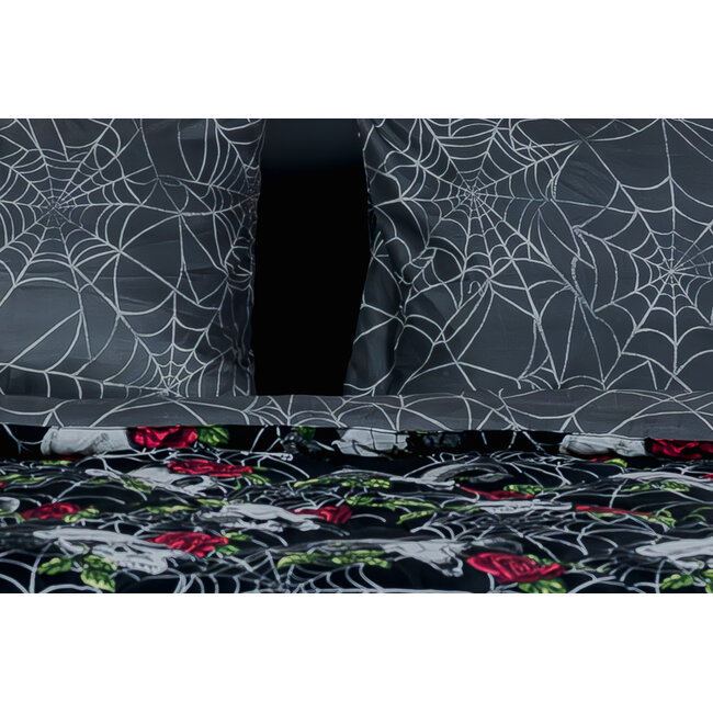 Dekbed zonder overtrek inclusief kussensloop - Skulls & Roses - Microvezel - 300gsm