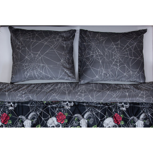 Dekbed zonder overtrek inclusief kussensloop - Skulls & Roses - Microvezel - 300gsm