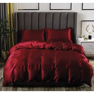Beauty Silk Glans satijn dekbedovertrek - rood