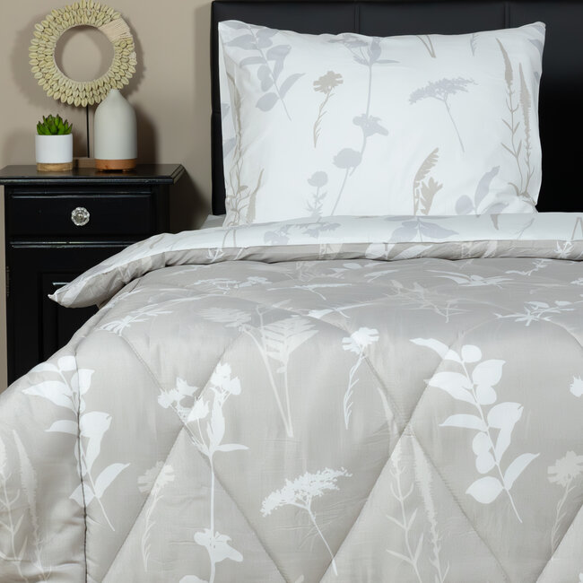 Dekbed zonder overtrek inclusief kussensloop - Silhouette Leaves - Microvezel - 300gsm