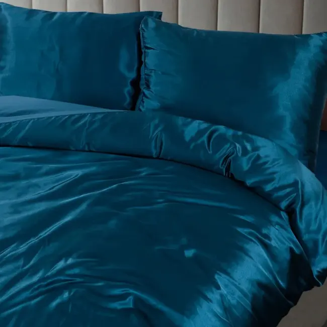 Glans satijn dekbedovertrek - petrol