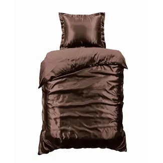 Beauty Silk Glans satijn dekbedovertrek - bruin - 1-persoons (140x220 + 60x70cm)
