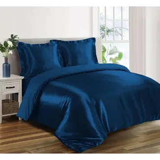 Beauty Silk Glans satijn dekbedovertrek - marine blauw