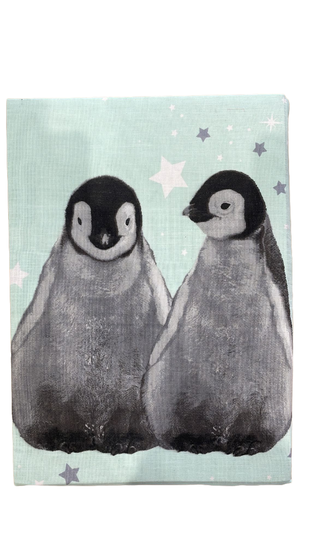B-keus Polykatoen dekbedovertrek Starry pinguïns mint - 135x200 + 50x75 cm