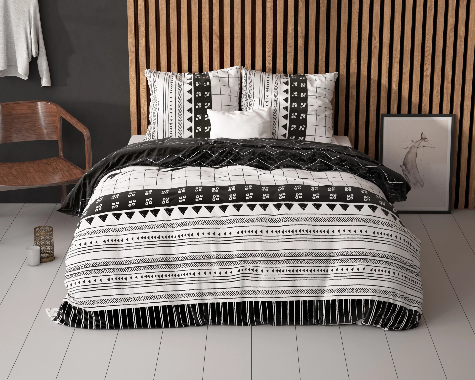 Polykatoen dekbedovertrek Artic Stripe - Wit