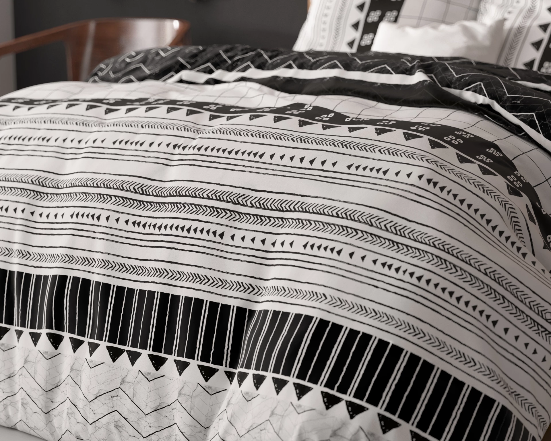 Polykatoen dekbedovertrek Artic Stripe - Wit