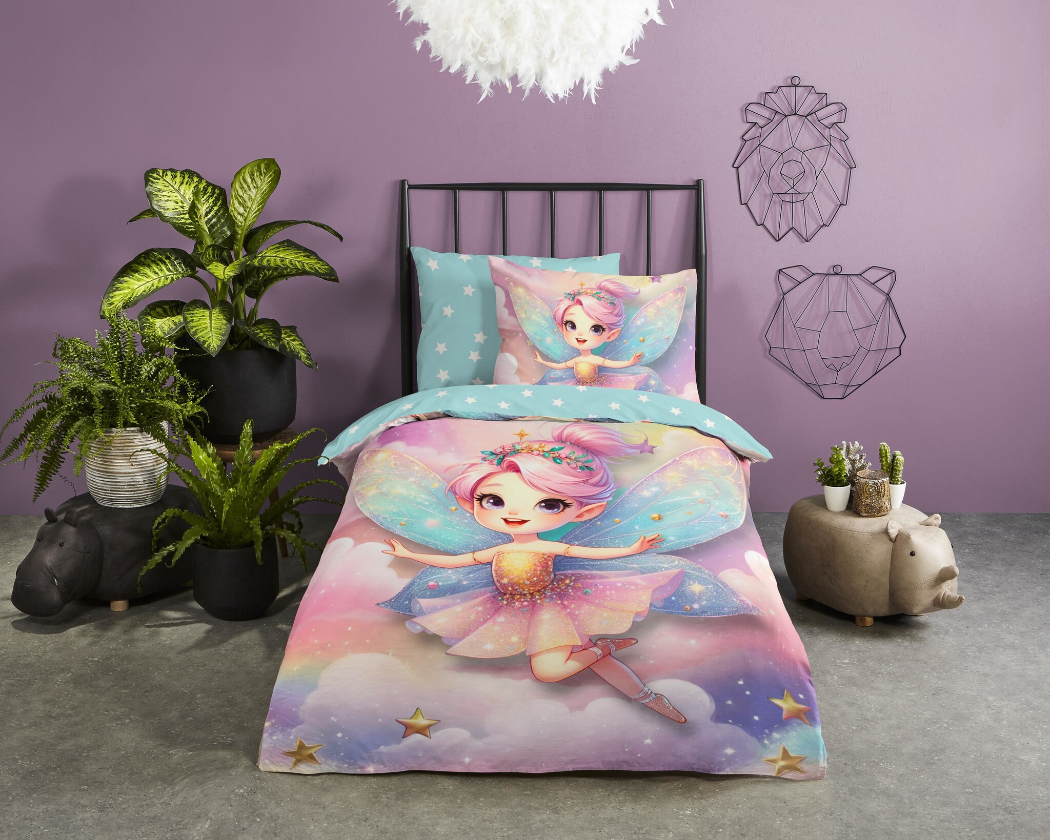 Katoen kinderdekbedovertrek Twinkle - 140x220 + 60x70 cm