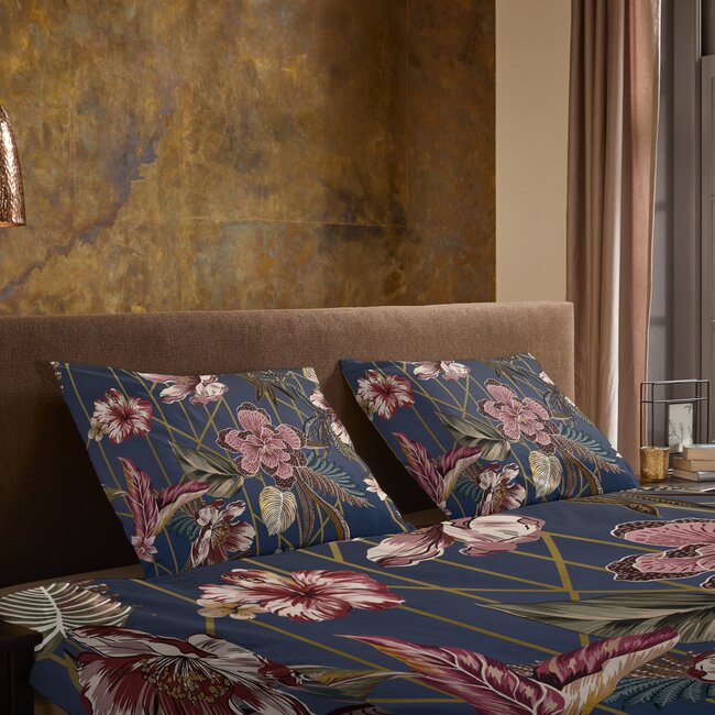 Microvezel dekbedovertrek Jos donkerblauw